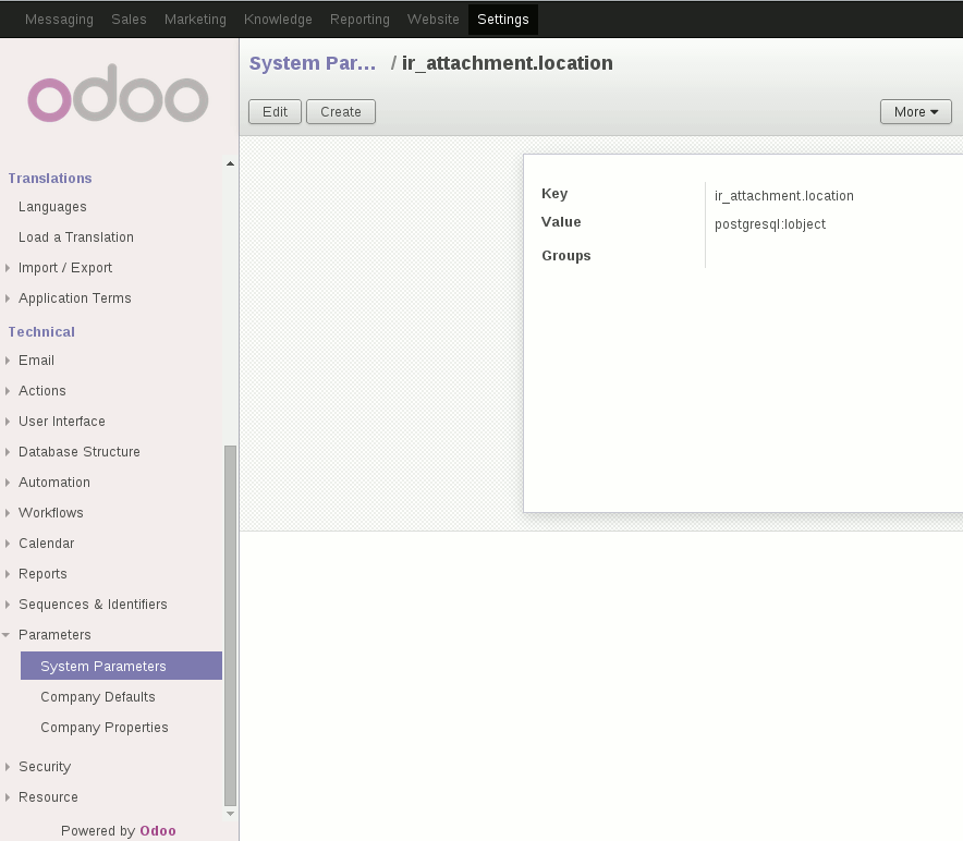 PostgreSQL large object storage for Odoo